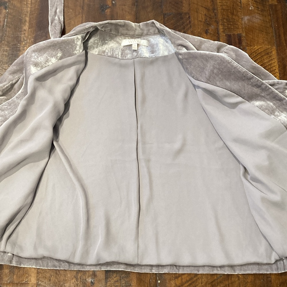 Wayf grey velvet tie front cropped jacket M - Picture 10 of 11